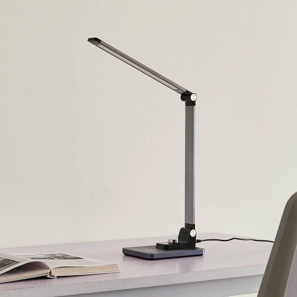 Lindby - Valtaris LED Lampa Stołowa CCT Metallic/Black