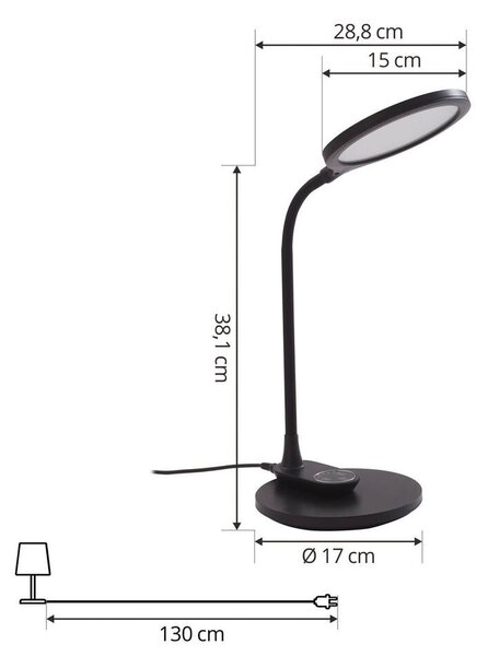 Lindby - Valtaria LED Lampa Stołowa/Lampa Ścienna CCT Black