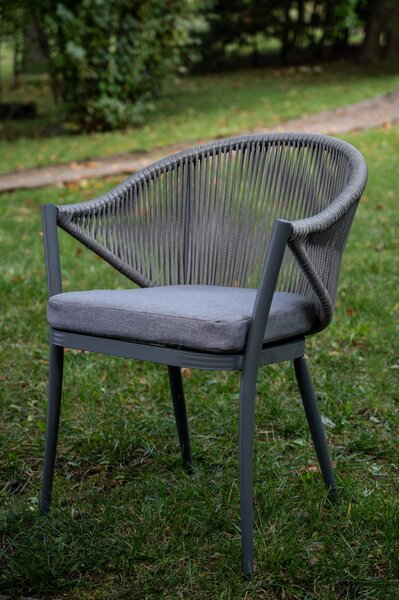 Aluminiowe krzesło BREVE z plecionej liny
