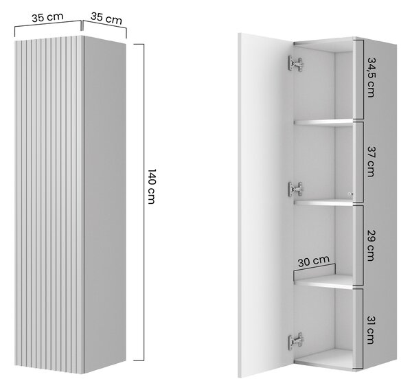 Słupek wiszący Nicole 140 cm z ryflowanym frontem - granat