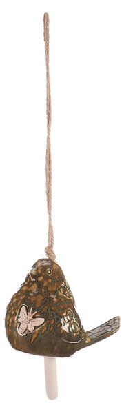 Ceramiczny dzwonek wiszący Ptáček, zielony, 13 x45 x 9 cm