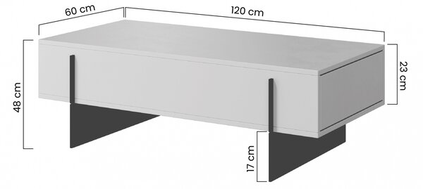 Stolik kawowy Larena z szufladami 120 cm - kaszmir / czarne nóżki