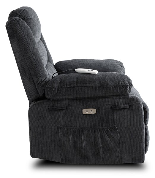 Fotel Masujący JASPER Elektryczny Rozkładany z Podnóżkiem Ciemnoszary Nowoczesny