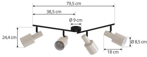 Lindby - Ovelia 4 Lampa Sufitowa Beige