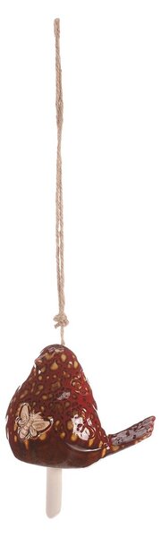 Ceramiczny dzwonek wiszący Ptáček, brązowy, 13 x45 x 9 cm