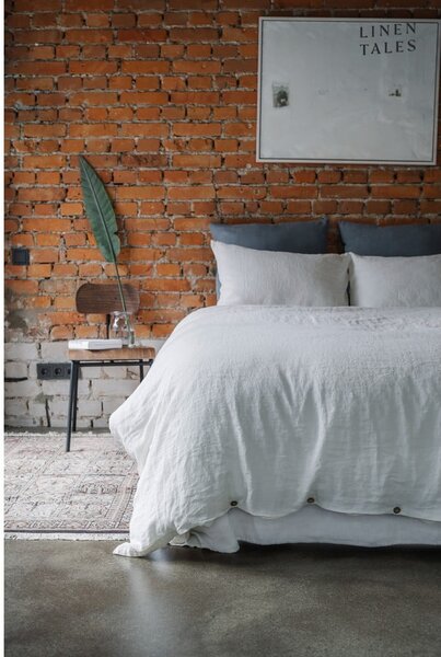 Białe lniane prześcieradło z gumką 140x200 cm White – Linen Tales