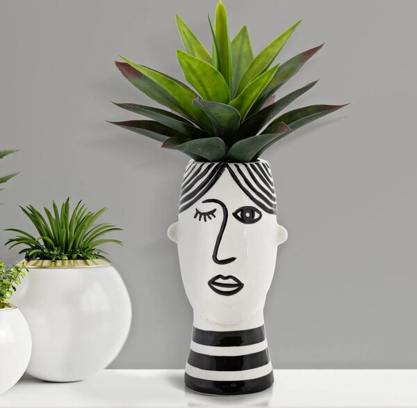 Czarno-biały porcelanowy wazon Mauro Ferretti Face
