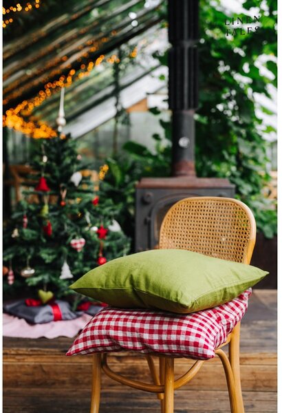 Lniana poszewka na poduszkę 50x50 cm Red Gingham – Linen Tales