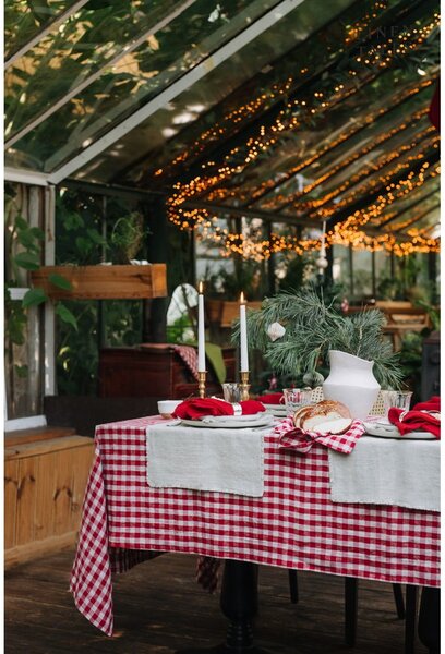 Lniany bieżnik 40x200 cm Red Gingham – Linen Tales