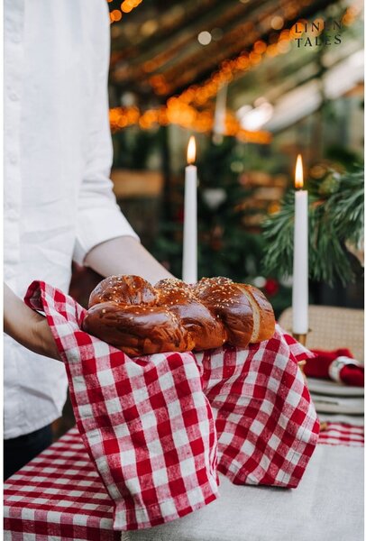 Lniana ścierka 45x65 cm Red Gingham – Linen Tales