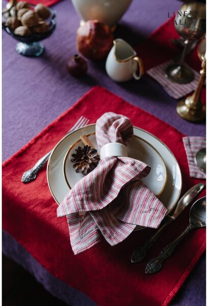 Czerwono-naturalne podkładki zestaw 4 szt. – Linen Tales