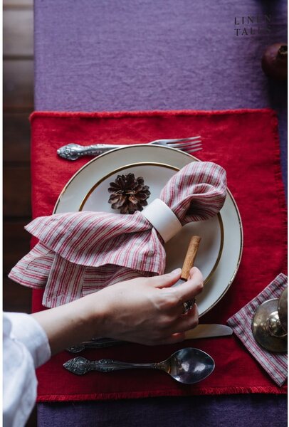 Czerwono-naturalne podkładki zestaw 4 szt. – Linen Tales