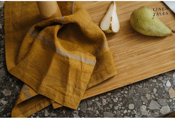 Lniana ścierka 65x65 cm Amber Bronze Stripes – Linen Tales