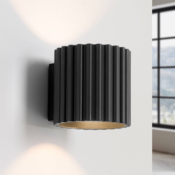 Kinkiet RIBLA SOLLUX LIGHTING, możliwość ściemniania, czarny, salon / jadalnia, aluminium