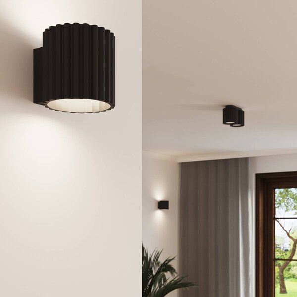 Kinkiet RIBLA SOLLUX LIGHTING, możliwość ściemniania, czarny, salon / jadalnia, aluminium