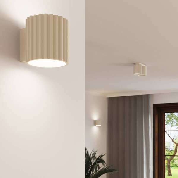 Kinkiet RIBLA SOLLUX LIGHTING, możliwość ściemniania, kremowy / amber, salon / jadalnia, aluminium