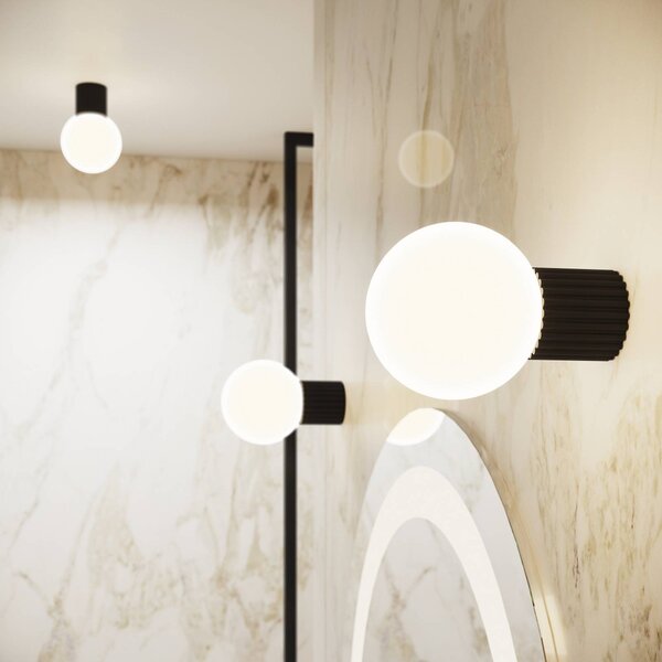 Kinkiet ORBI SOLLUX LIGHTING, możliwość ściemniania, czarny, łazienka, aluminium