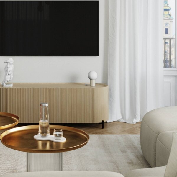 Lampa stołowa ORBI SOLLUX LIGHTING, kremowy / amber, salon / jadalnia, aluminium