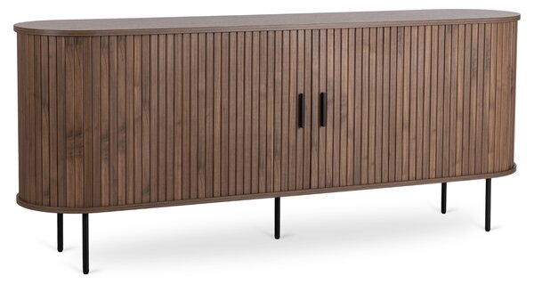 Komoda do Salonu Rozsuwana TRISH 180 cm Orzech Dwudrzwiowa Ryflowana Nowoczesna