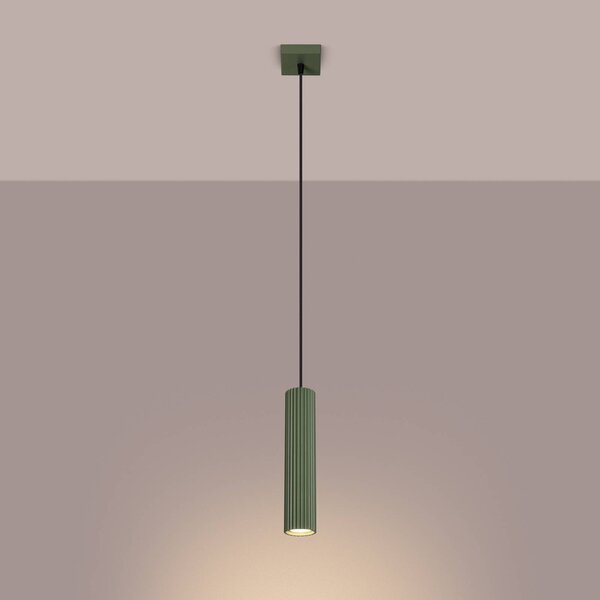 Lampa wisząca ALORA SOLLUX LIGHTING, możliwość ściemniania, zielony, salon / jadalnia, aluminium