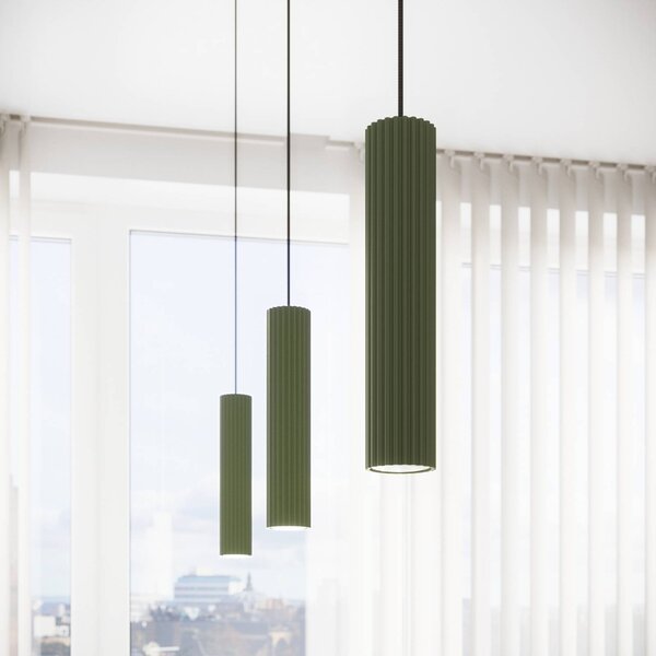 Lampa wisząca ALORA SOLLUX LIGHTING, możliwość ściemniania, zielony, salon / jadalnia, aluminium