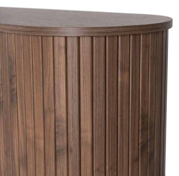 Komoda do Salonu Rozsuwana TRISH 180 cm Orzech Dwudrzwiowa Ryflowana Nowoczesna