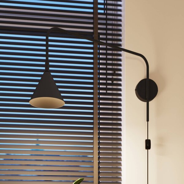 Kinkiet LYS SOLLUX LIGHTING, czarny, salon / jadalnia, metal, skandynawski