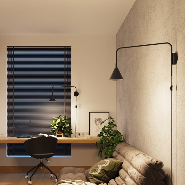 Kinkiet LYS SOLLUX LIGHTING, czarny, salon / jadalnia, metal, skandynawski