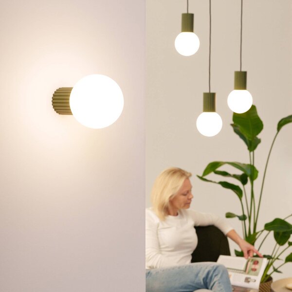 Kinkiet ORBI SOLLUX LIGHTING, możliwość ściemniania, zielony, łazienka, aluminium