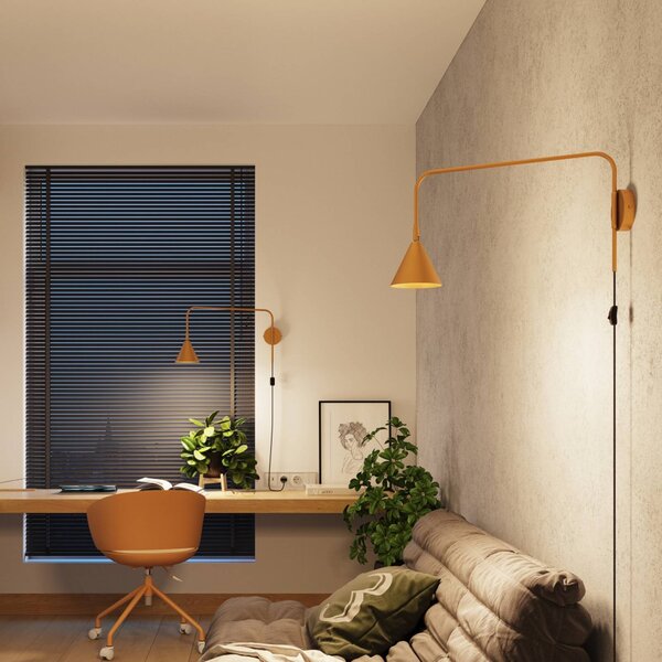 Kinkiet LYS SOLLUX LIGHTING, mosiężny / złoty, salon / jadalnia, metal, skandynawski
