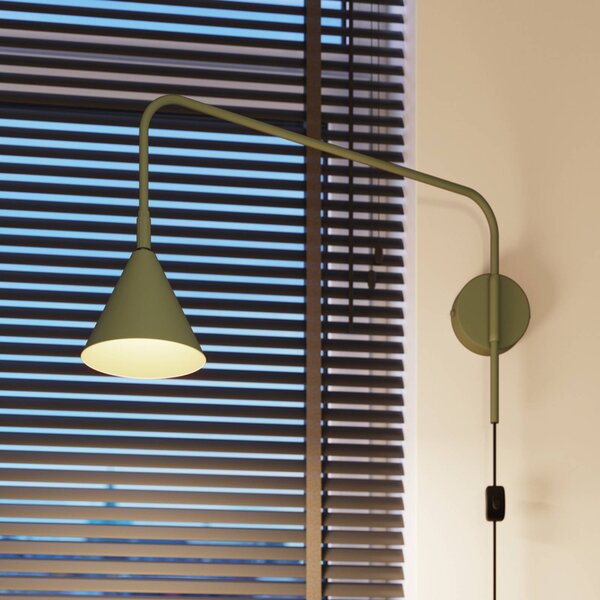 Kinkiet LYS SOLLUX LIGHTING, zielony, salon / jadalnia, metal, skandynawski