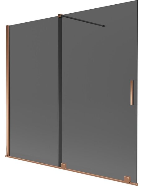 Mexen Velar parawan nawannowy 2-skrzydłowy rozsuwany 170 x 150 cm, grafit, różowe złoto - 896-170-000-41-60
