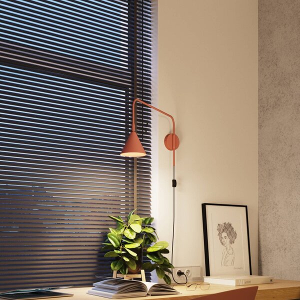Kinkiet LYS SOLLUX LIGHTING, brązowy / rdzawy, salon / jadalnia, metal, skandynawski