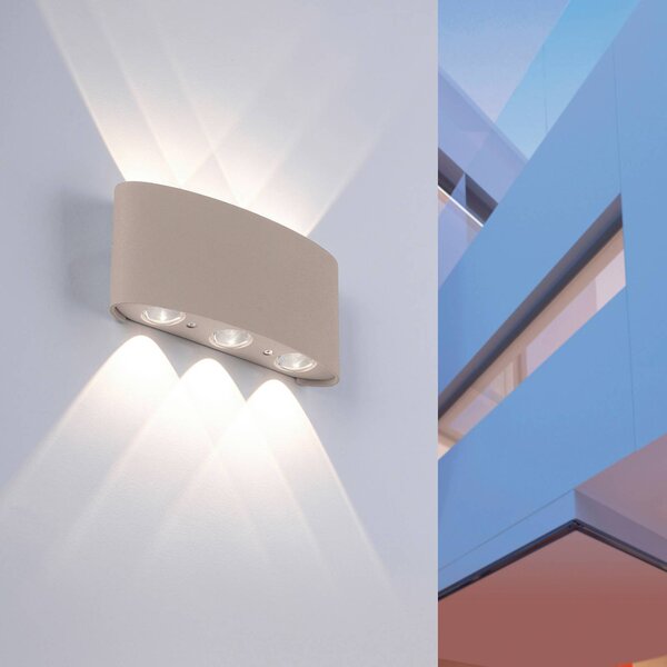 Paul Neuhaus Kinkiet zewnętrzny LED Carlo, kremowy / amber, aluminium, nowoczesny