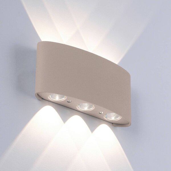 Paul Neuhaus Kinkiet zewnętrzny LED Carlo, kremowy / amber, aluminium, nowoczesny