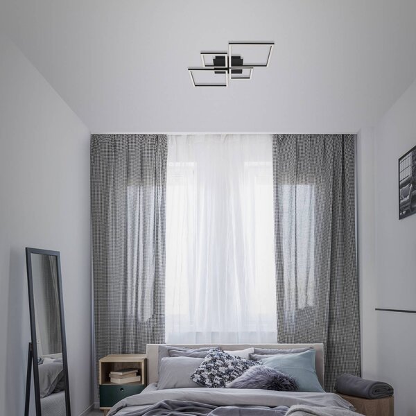 Briloner Lampa sufitowa LED Frame, możliwość ściemniania, czarny, salon / jadalnia, metal, nowoczesny