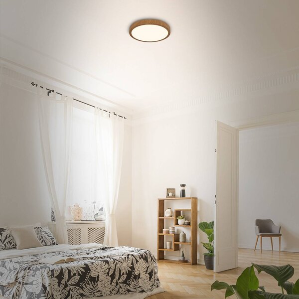 Briloner Lampa sufitowa LED Runa Wood, ciemne drewno, salon / jadalnia, metal