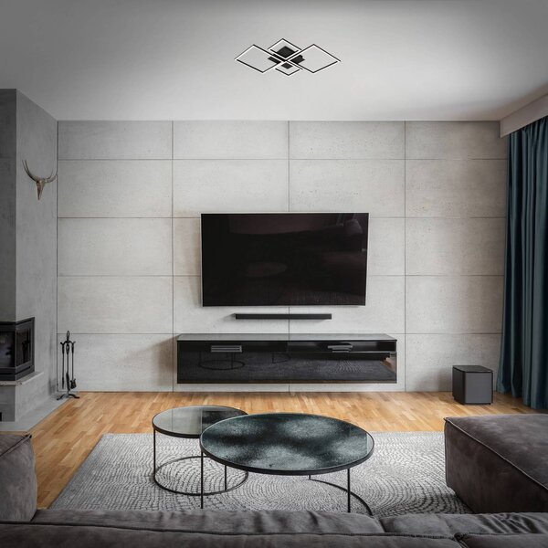 Briloner Lampa sufitowa LED Frame, możliwość ściemniania, czarny, salon / jadalnia, metal, nowoczesny