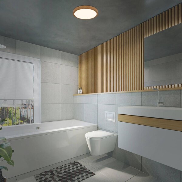 Briloner Lampa sufitowa LED Runa Wood, ciemne drewno, salon / jadalnia, metal