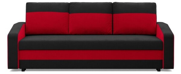 Kanapa z funkcjÄ spania, mikrofaza, AURELO, 220x92x92 cm, czarny, czerwony | TYLETEGOTU