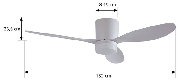 Wentylator sufitowy LED Lucande Kayu, biały, DC, cichy, Ø 132 cm Kayu, biały / opal, salon / jadalnia, tworzywo sztuczne, nowoczesny