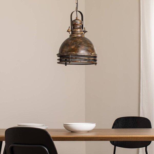Lampa wisząca Saglam Opviq, możliwość ściemniania, brązowy / mosiężny, salon / jadalnia, metal, vintage