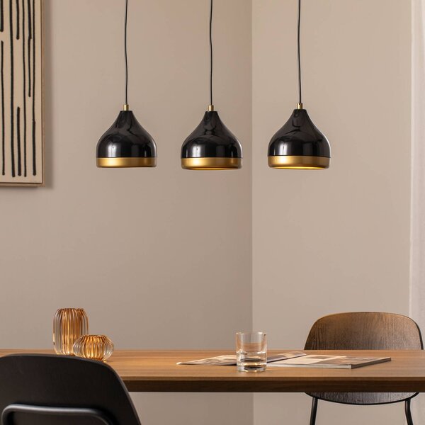 Lampa wisząca Yildo Opviq, możliwość ściemniania, czarny, salon / jadalnia, metal, nowoczesny