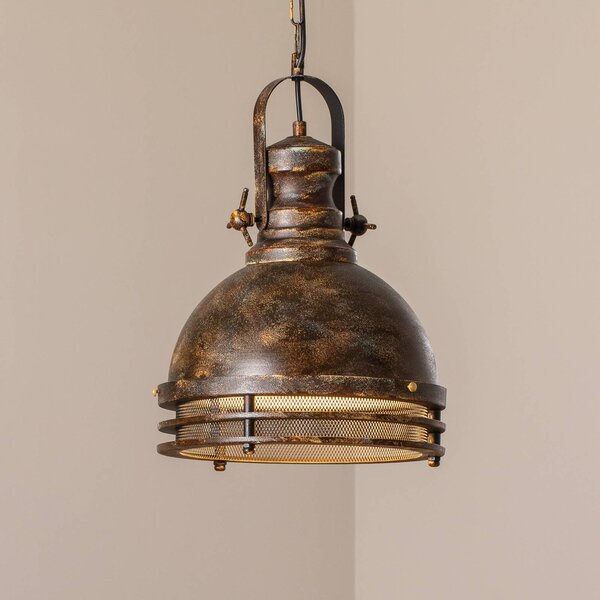Lampa wisząca Saglam Opviq, możliwość ściemniania, brązowy / mosiężny, salon / jadalnia, metal, vintage
