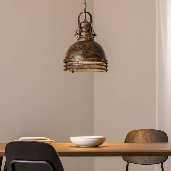 Lampa wisząca Saglam Opviq, możliwość ściemniania, brązowy / mosiężny, salon / jadalnia, metal, vintage