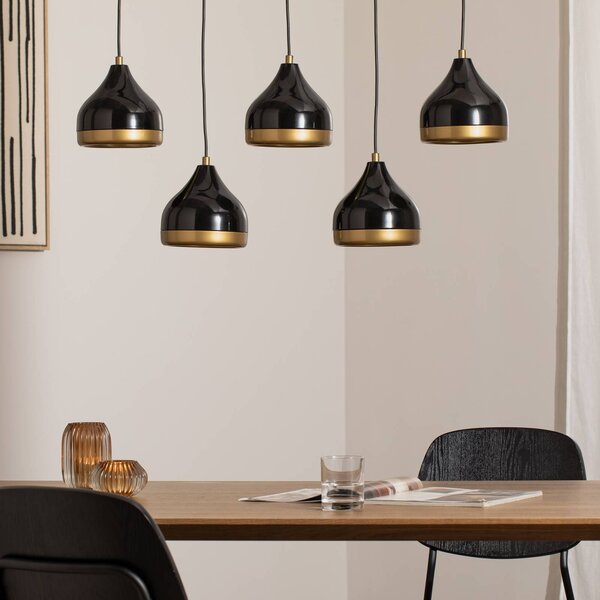 Lampa wisząca Yildo Opviq, możliwość ściemniania, czarny, salon / jadalnia, metal, nowoczesny