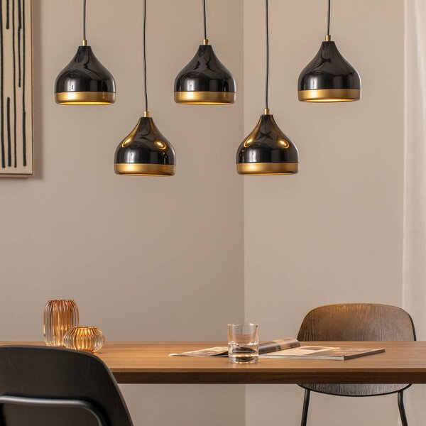 Lampa wisząca Yildo Opviq, możliwość ściemniania, czarny, salon / jadalnia, metal, nowoczesny