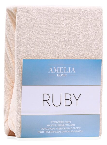 Beżowe prześcieradło frotte z gumką 140x200 cm Ruby – Restilo
