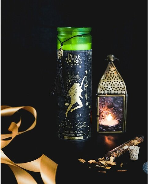 Arome Świeca organiczna Jasmine&Oud 300 g w kolorowym wysokim szklanym słoiku z frędzelkiem