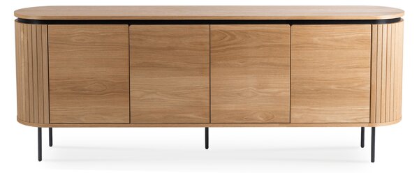 Komoda do Salonu BECK 200 cm Dąb Czterodrzwiowa Ryflowana Nowoczesna